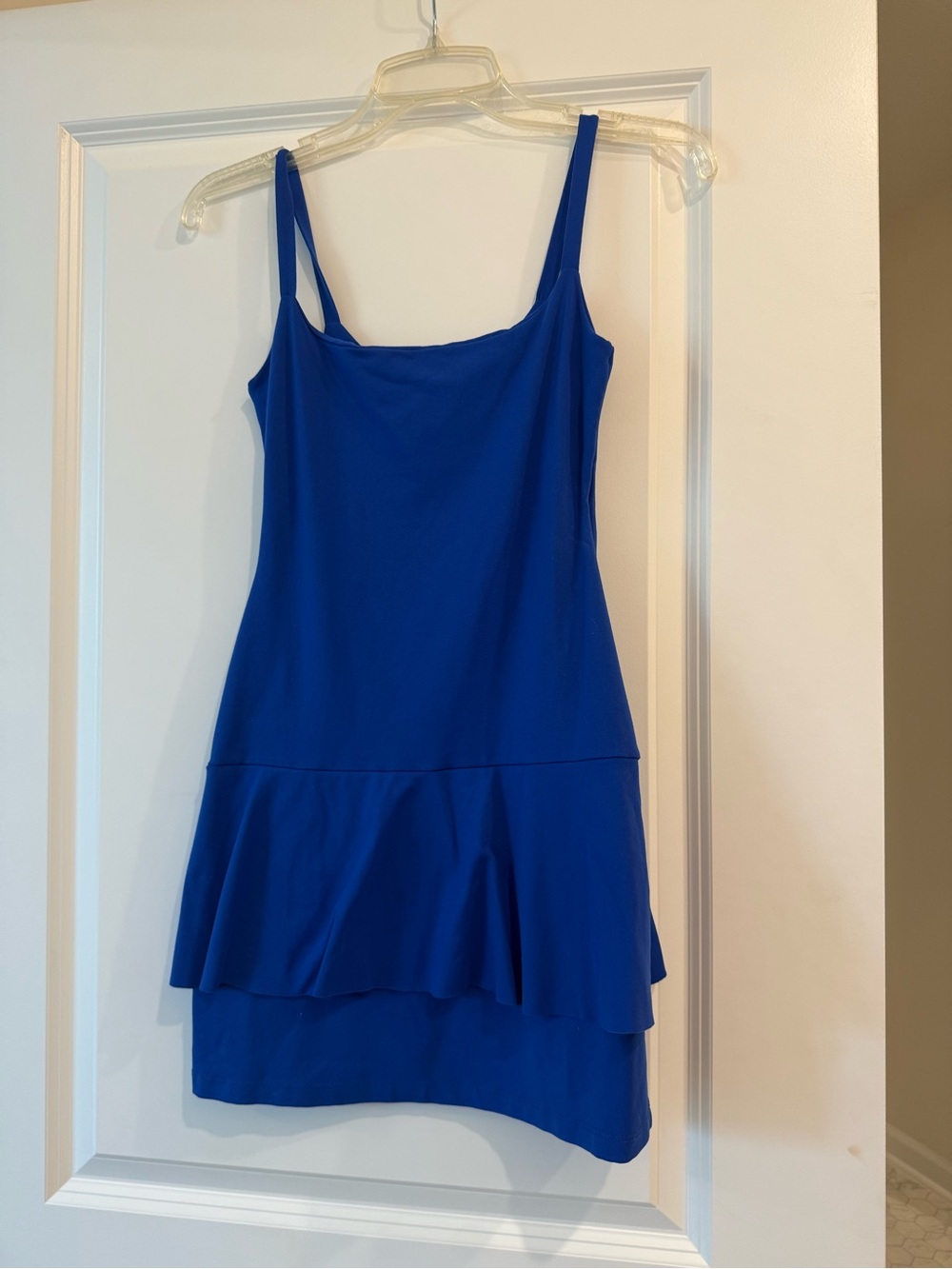Susana Monaco Royal Blue Spaghetti-Strap Tiered Mini Dress